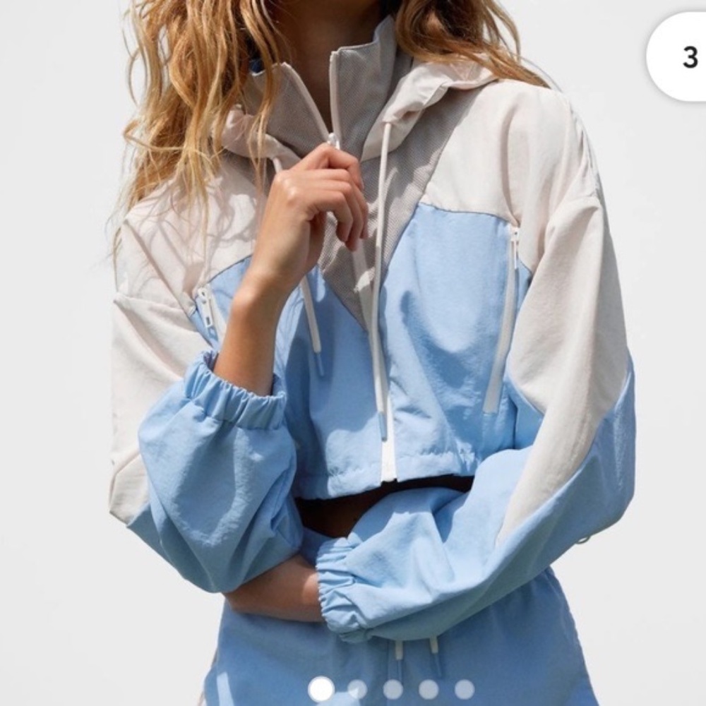 Zara Light Blue and White Track Jacket